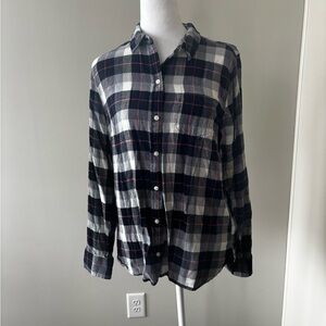 GAP Women's Black and White Plaid Button Down Shirt